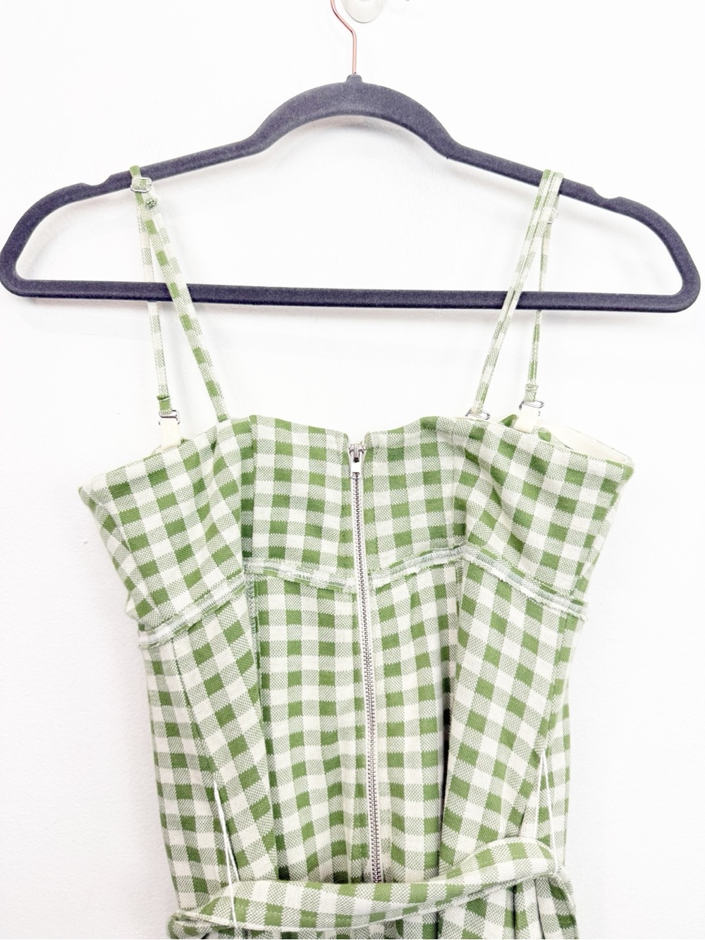 Free People Hold Me Tight Jumpsuit In Green Gingham Size Small - Picture 6 of 9